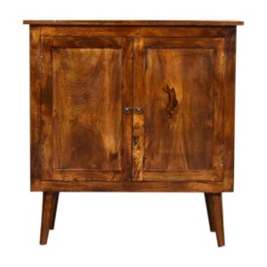 Solid Mango Wood Chestnut Finished Classic Coffee Table with 2 Doors