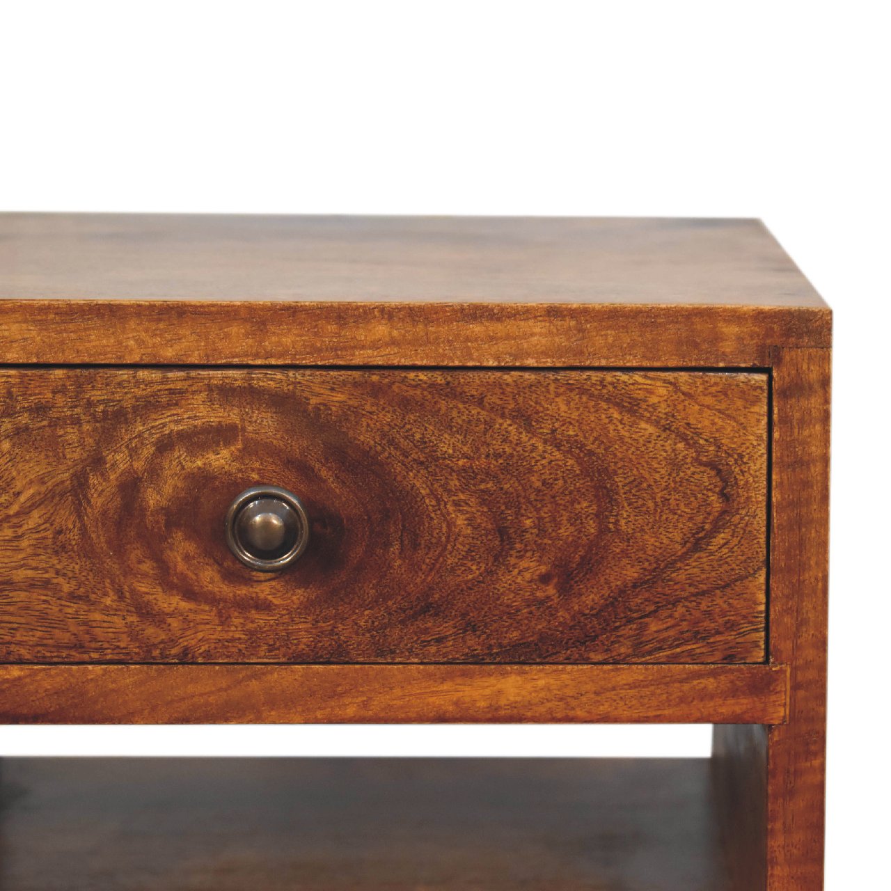 Solid Mango Wood Chestnut Finished 2 Drawer 1 Slot Mini Classic Bedside - Image 3