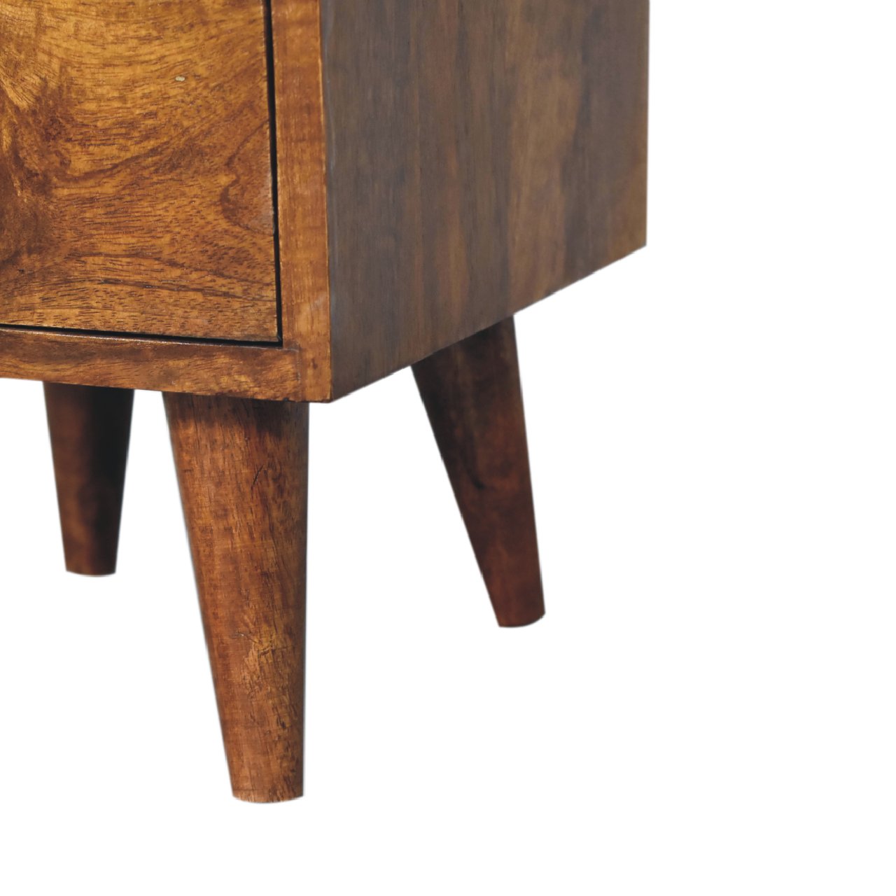 Solid Mango Wood Chestnut Finished 2 Drawer 1 Slot Mini Classic Bedside - Image 6