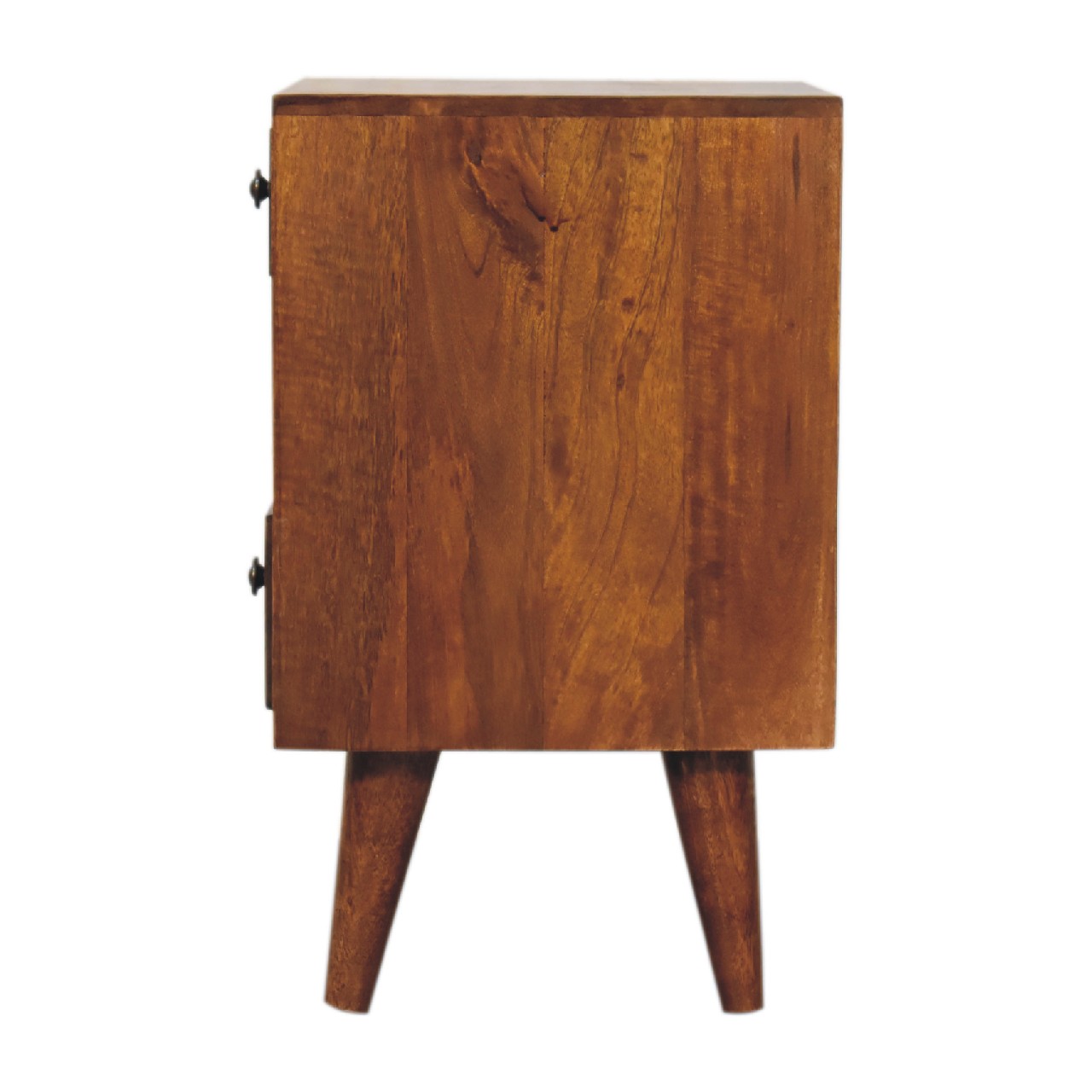 Solid Mango Wood Chestnut Finished 2 Drawer 1 Slot Mini Classic Bedside - Image 7