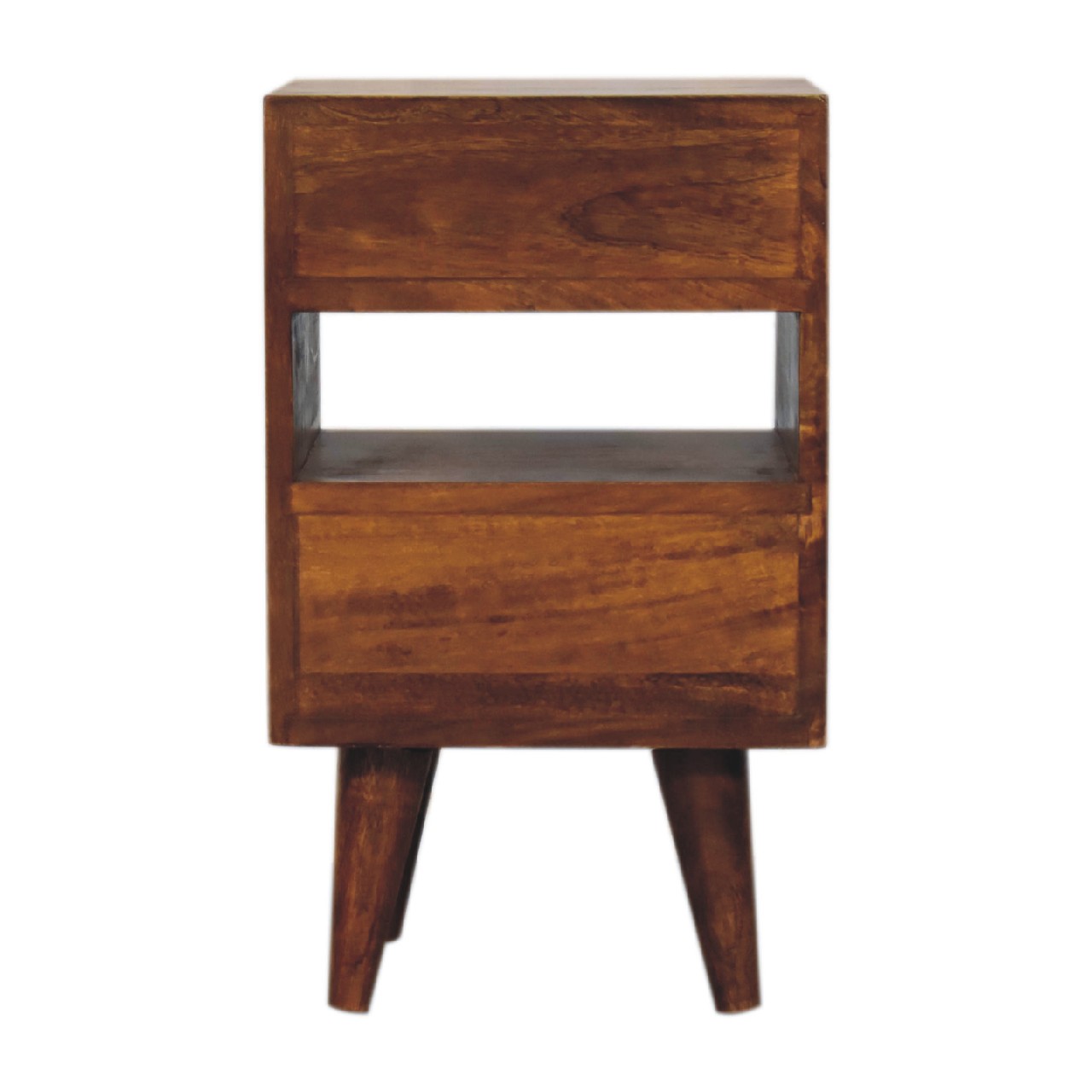 Solid Mango Wood Chestnut Finished 2 Drawer 1 Slot Mini Classic Bedside - Image 8