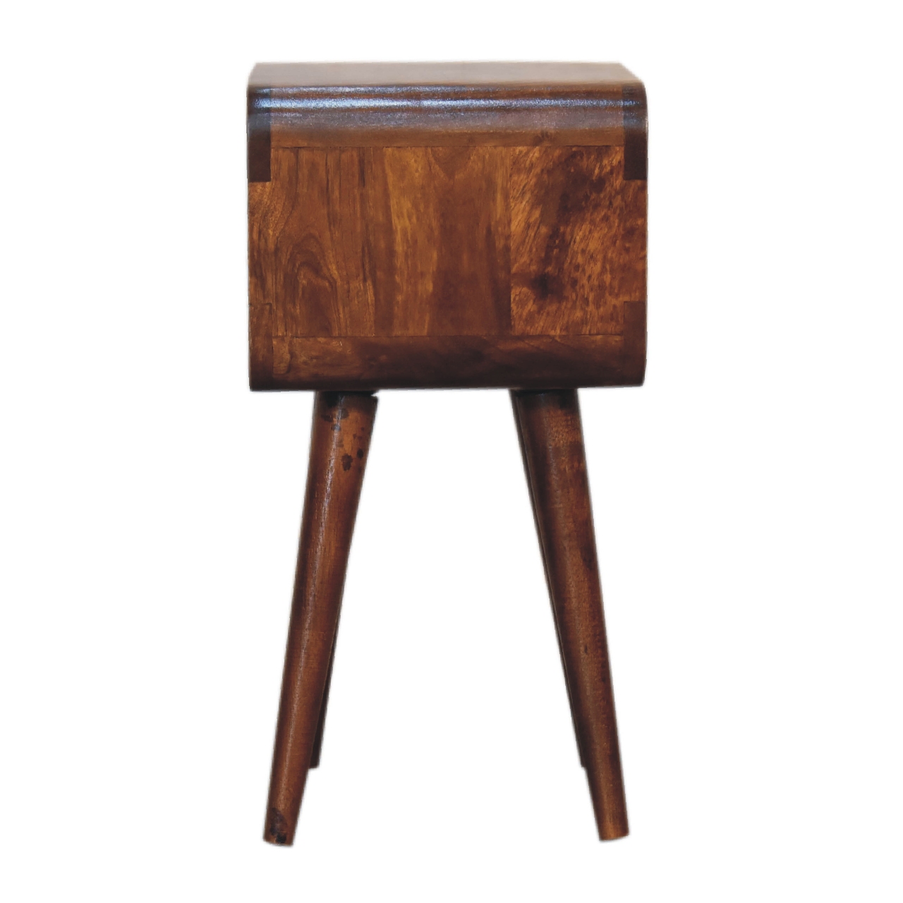 Solid Mango Wood Chestnut Finished Mini Curved Open Bedside - Image 7