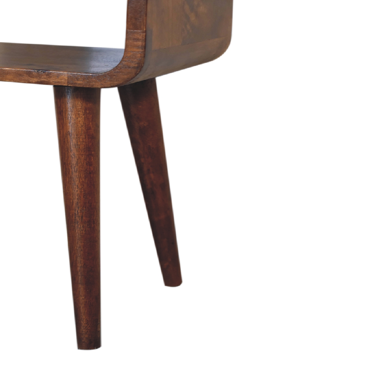 Solid Mango Wood Chestnut Finished Mini Curved Open Bedside - Image 8