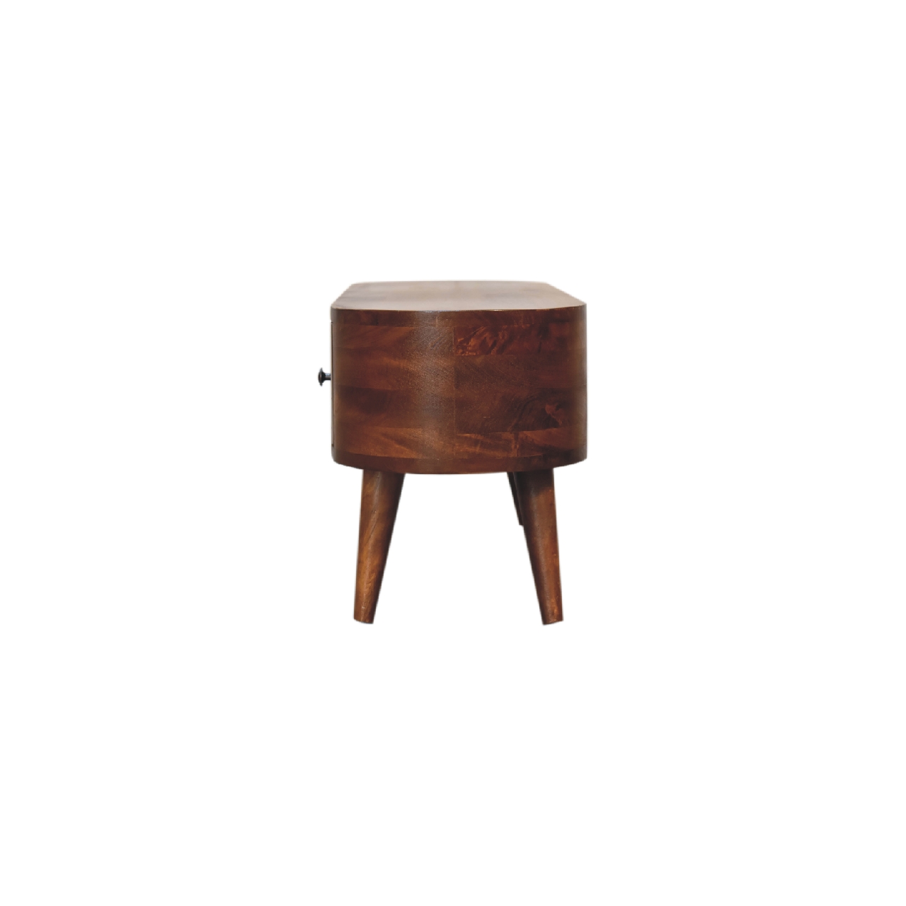 Solid Mango Wood Chestnut Finished 2 Drawer 1 Slot Round Open Media Unit - Image 9