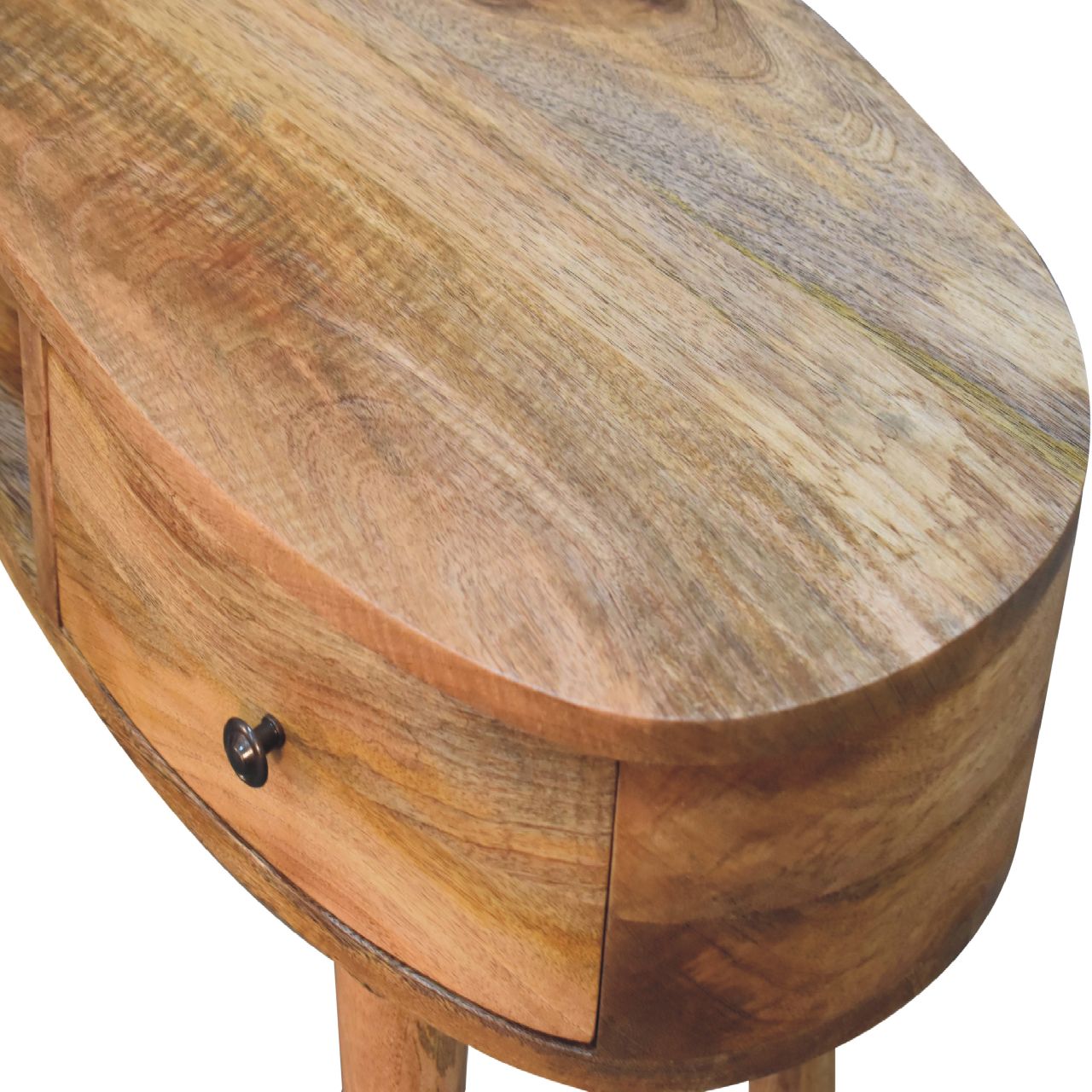 Solid Mango Wood Oak Finished Wave Curved 2 Drawer Desk - Image 4