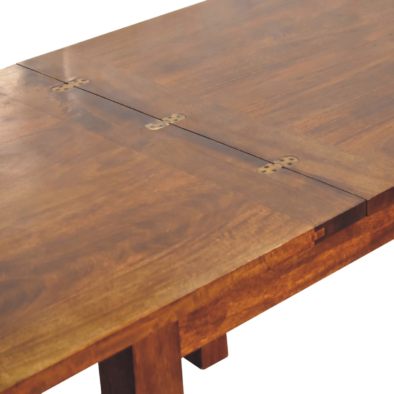 Solid Mango Wood Chestnut Finished Small Extendable Butterfly Dining Table - Image 6