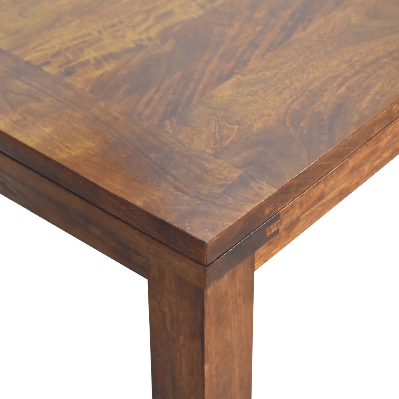 Solid Mango Wood Chestnut Finished Small Extendable Butterfly Dining Table - Image 7