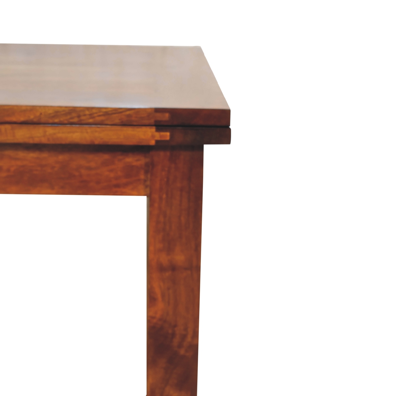 Solid Mango Wood Chestnut Finished Small Extendable Butterfly Dining Table - Image 9