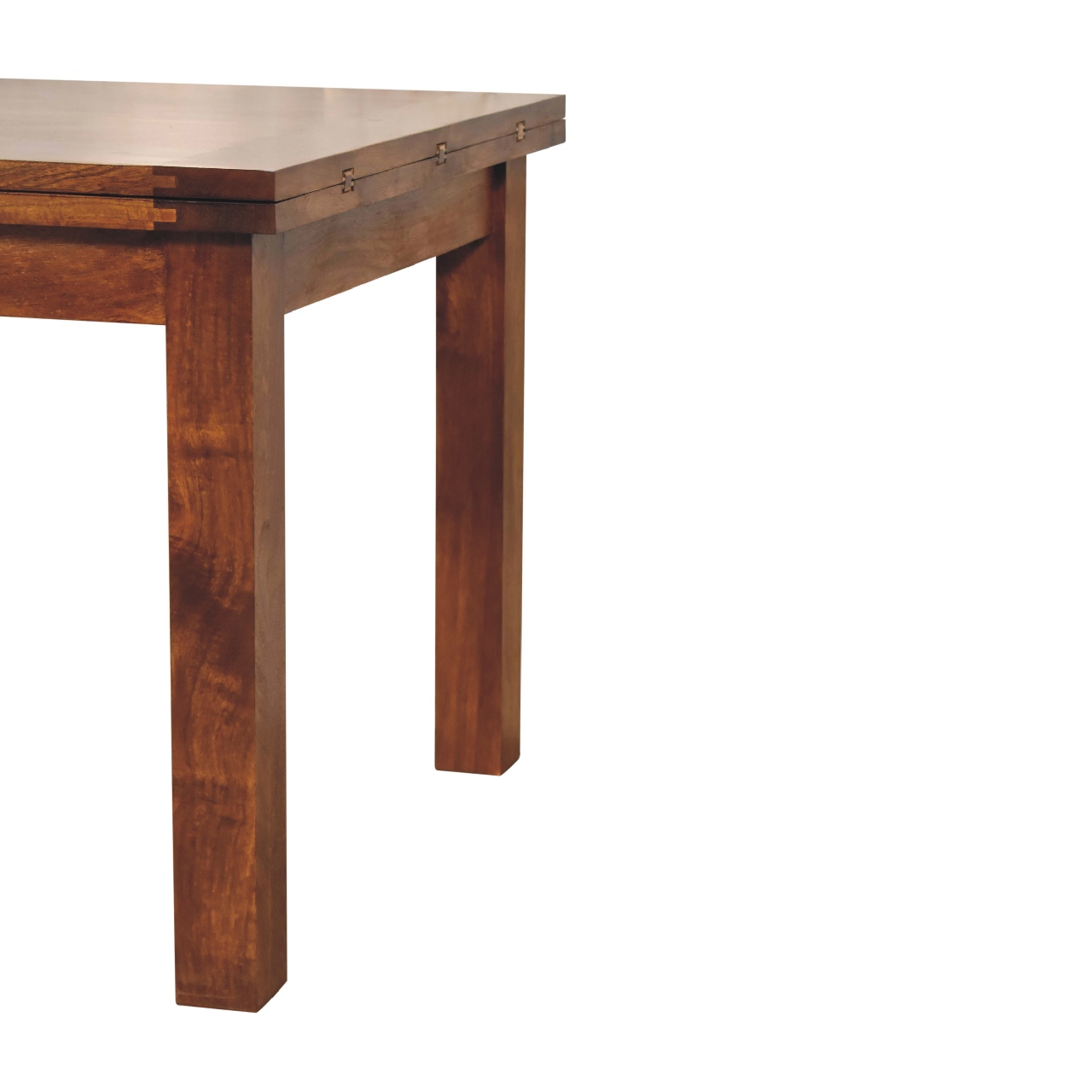 Solid Mango Wood Chestnut Finished Small Extendable Butterfly Dining Table - Image 10