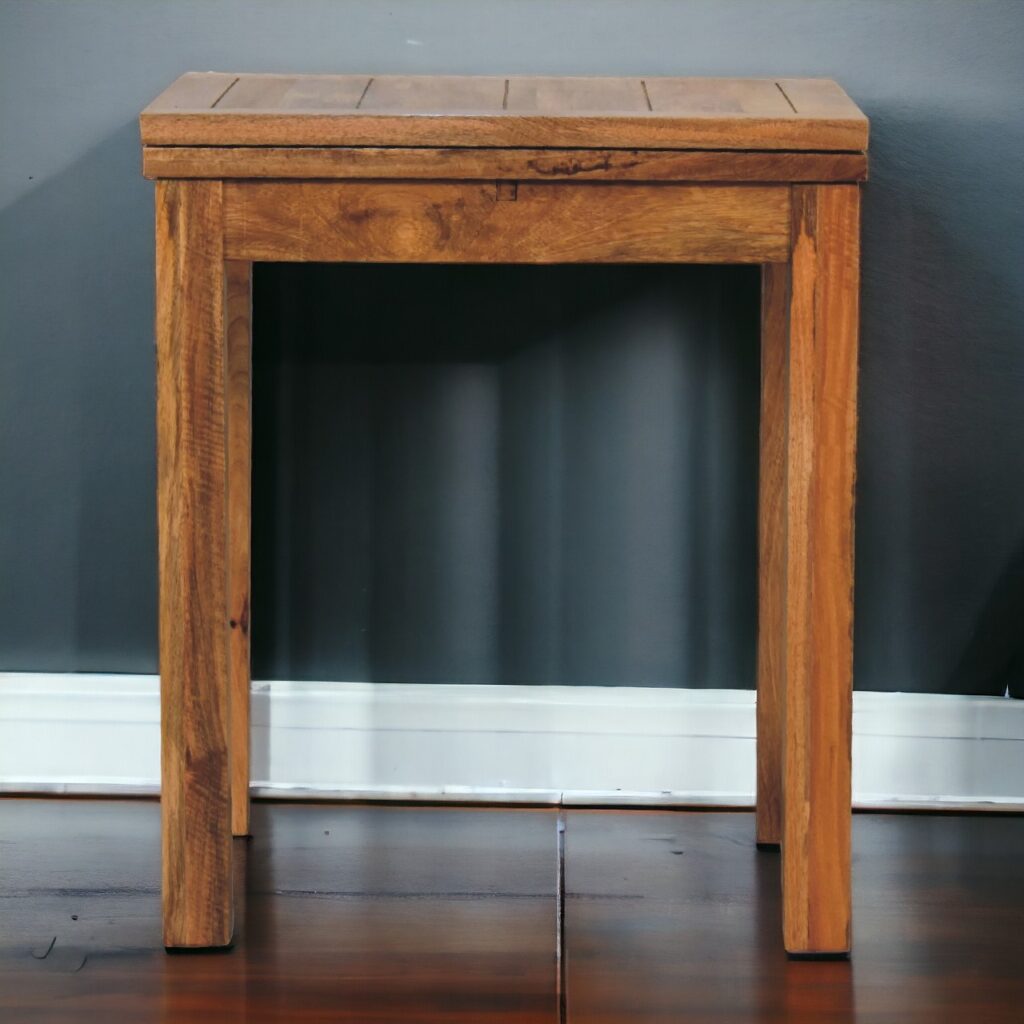 Solid Mango Wood Chestnut Finished Small Extending Dining Table