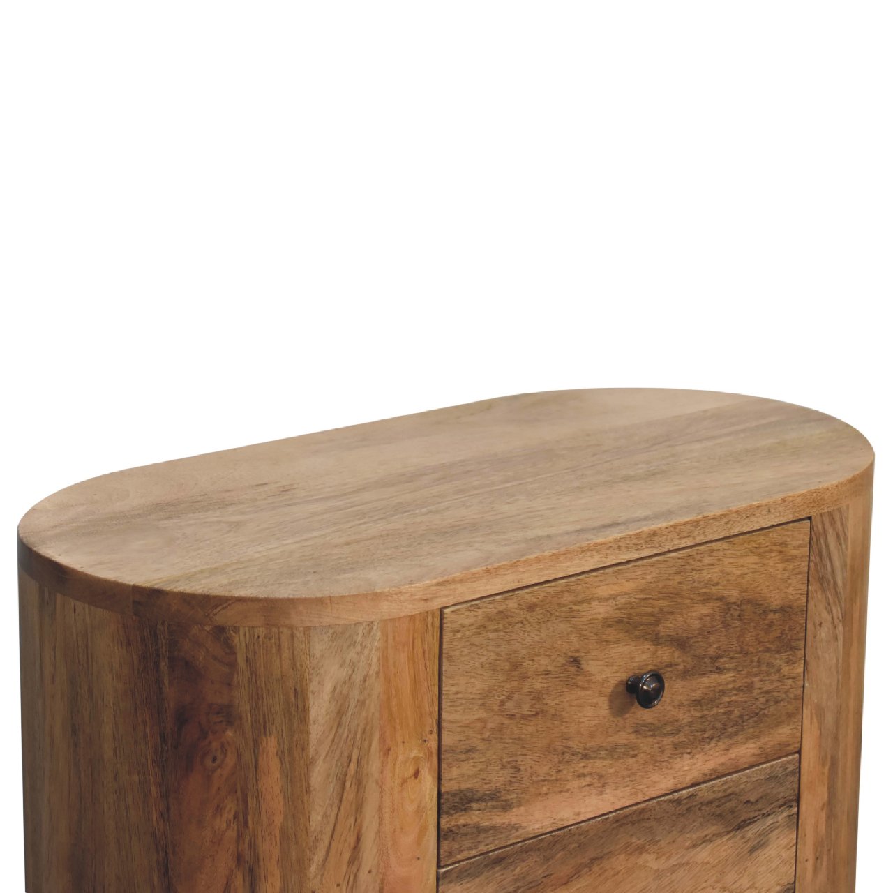 Solid Mango Wood Oak Finished 3 Drawer Mini Cabinet - Image 4