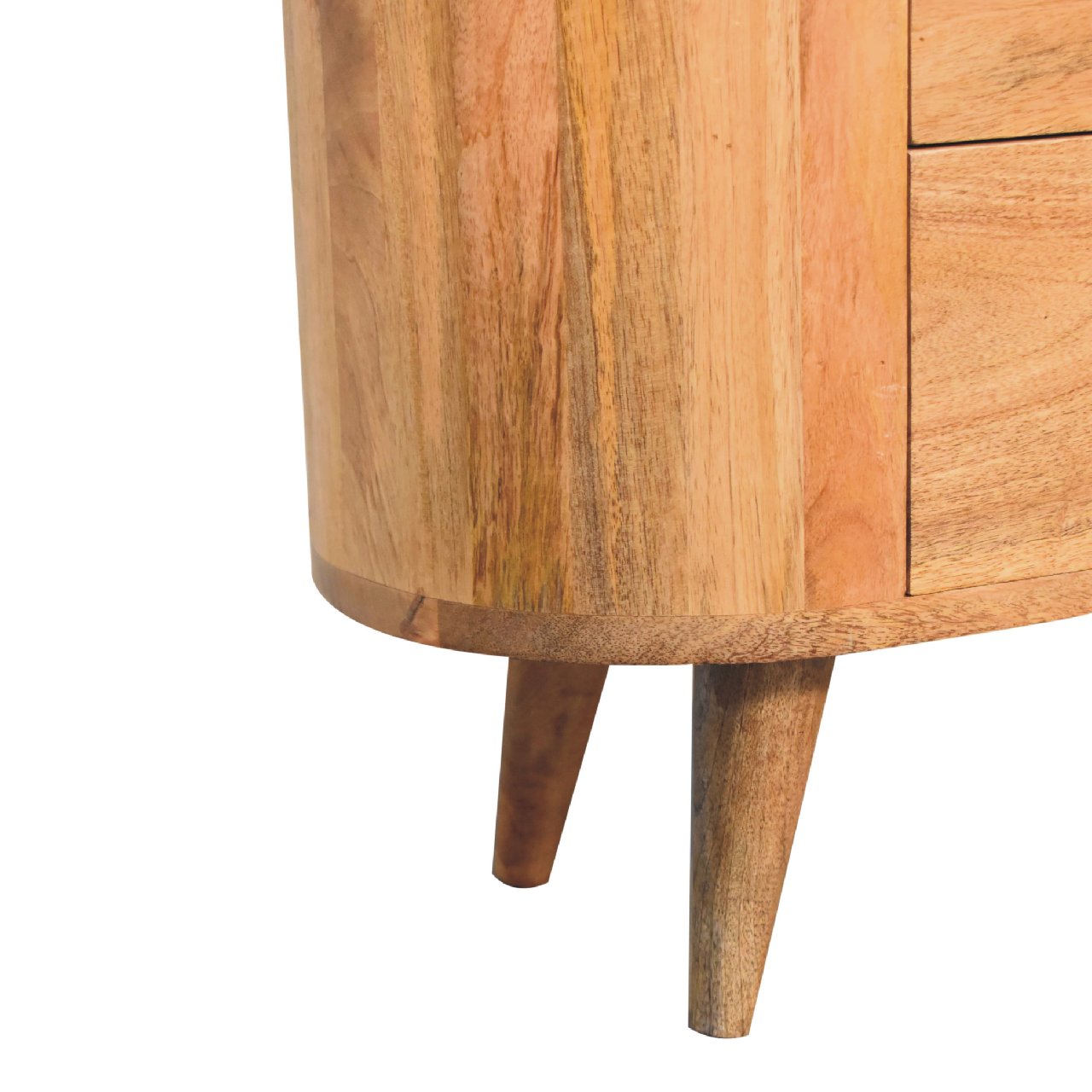 Solid Mango Wood Oak Finished 3 Drawer Mini Cabinet - Image 6