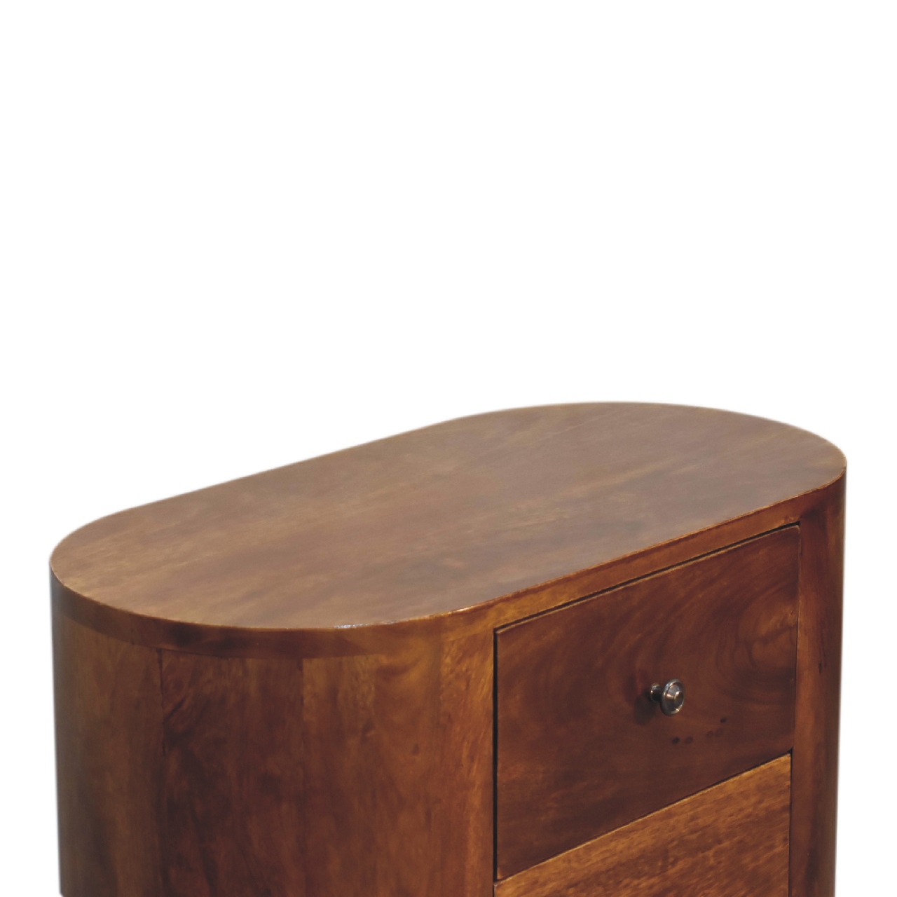 Solid Mango Wood Chestnut Finished 3 Drawer Mini Cabinet - Image 4