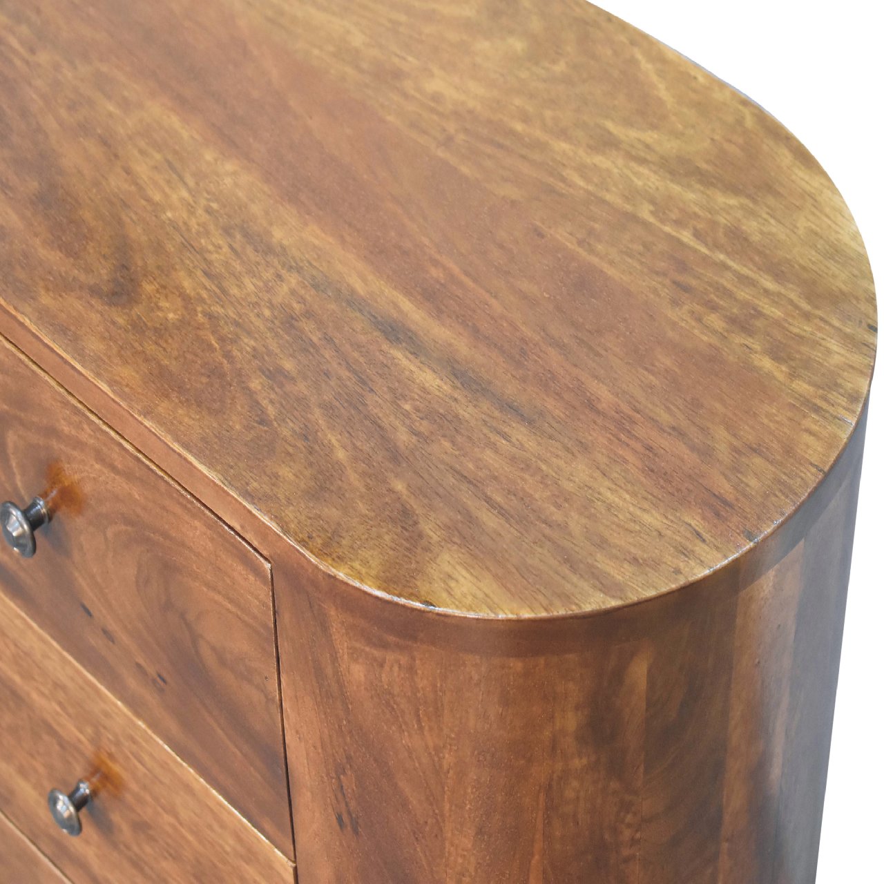 Solid Mango Wood Chestnut Finished 3 Drawer Mini Cabinet - Image 5