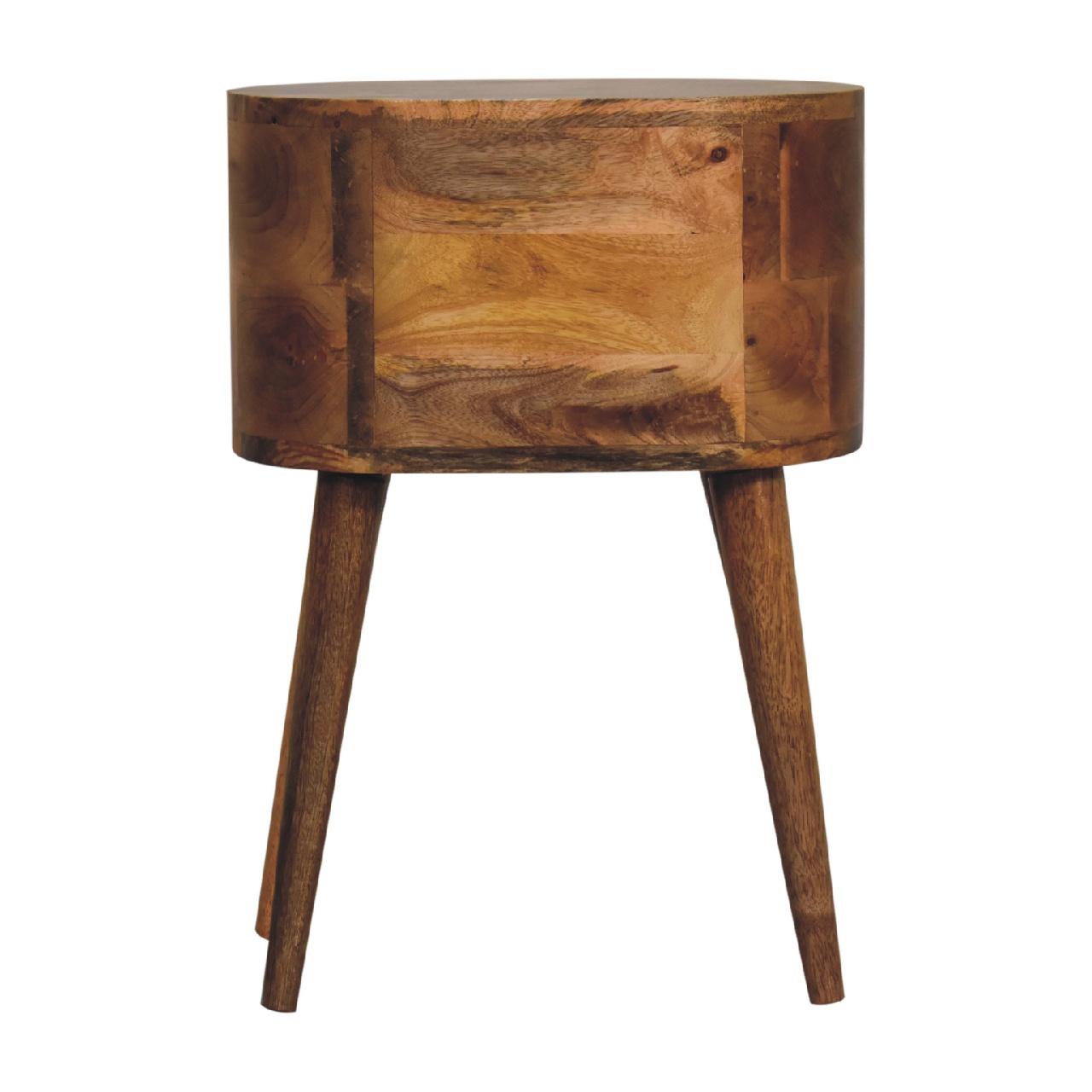 Solid Mango Wood Oak Finished Rounded 2 Drawer Bedside - Image 9