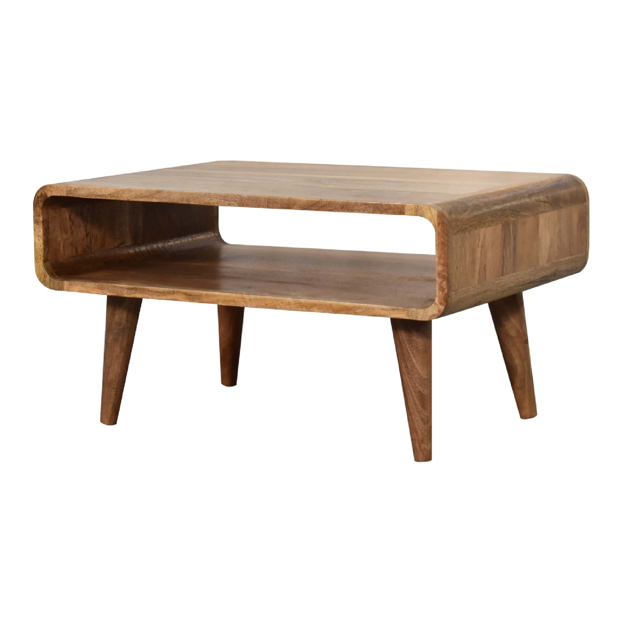 Solid Mango Wood Oak Finished Open Media Unit - Image 2