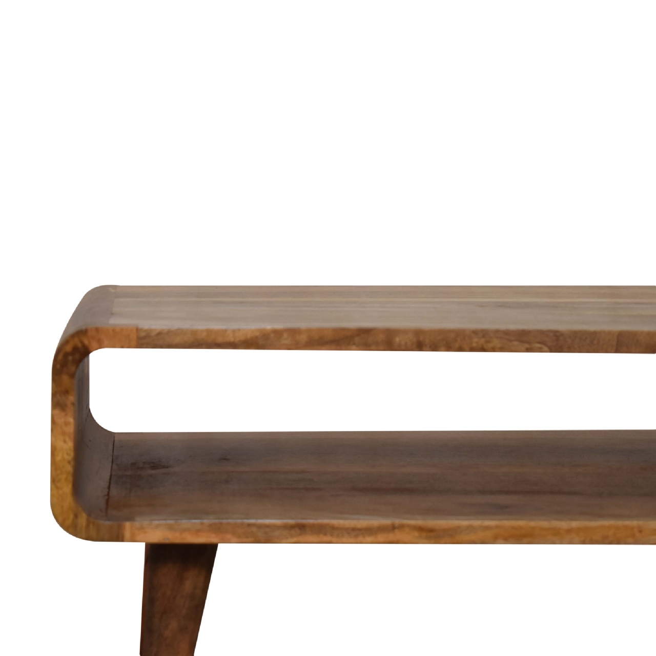 Solid Mango Wood Oak Finished Open Media Unit - Image 4