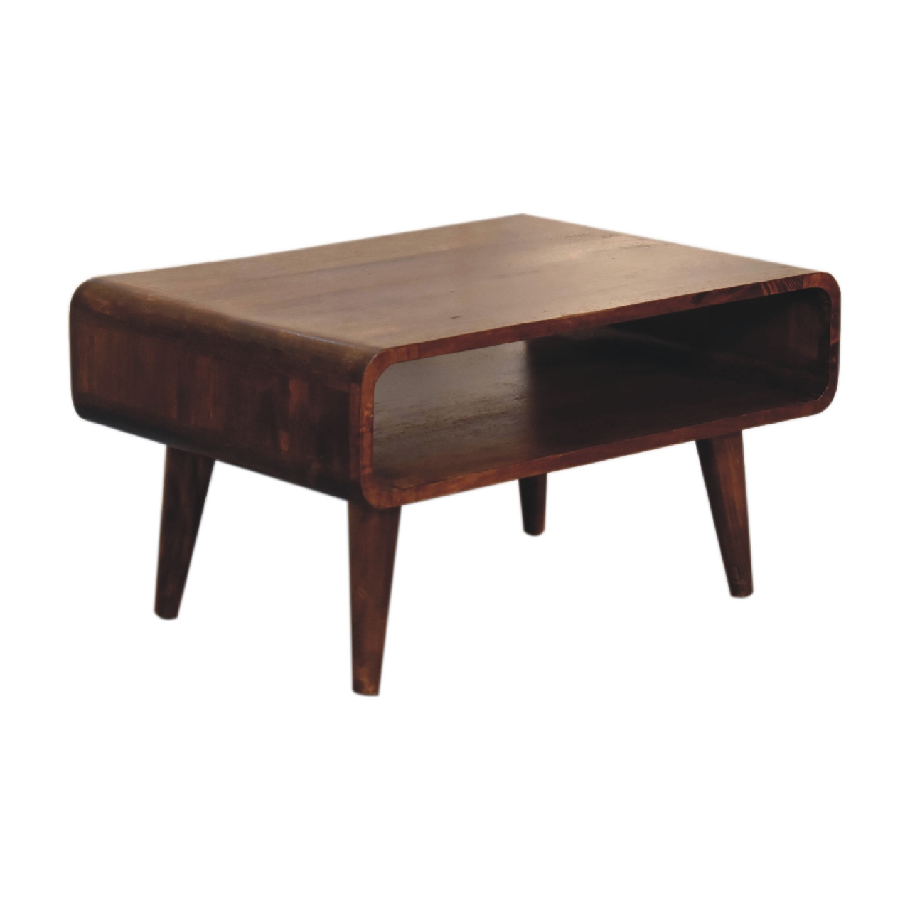 Solid Mango Wood Chestnut Finished Open Media Unit - Image 2