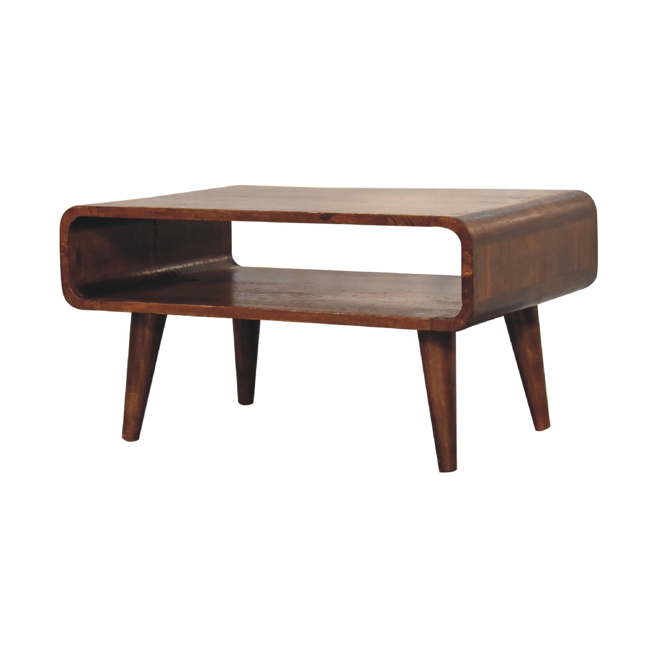 Solid Mango Wood Chestnut Finished Open Media Unit - Image 3