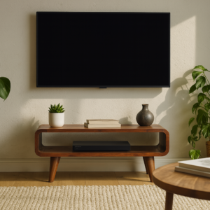 Solid Mango Wood Chestnut Finished Open Media Unit