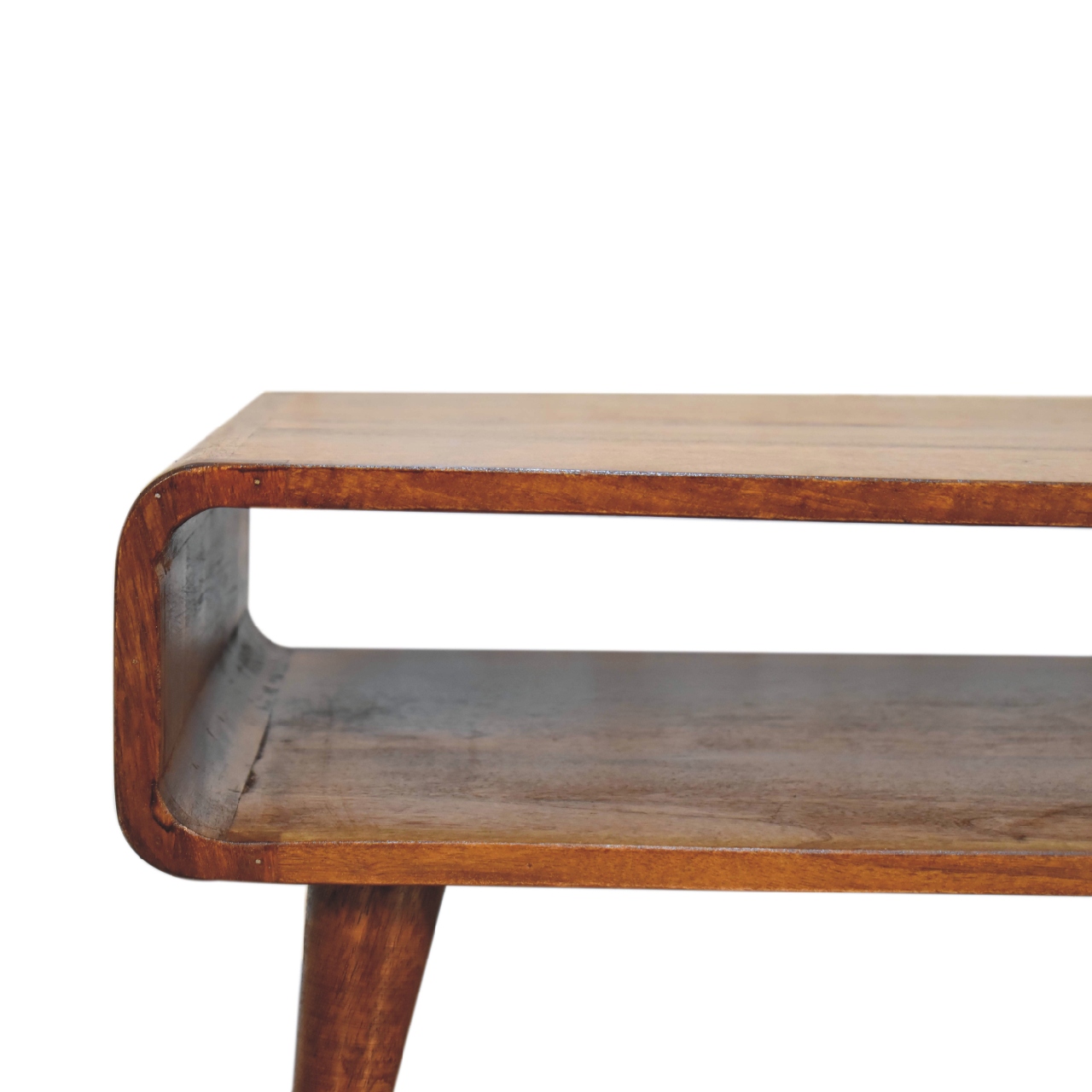 Solid Mango Wood Chestnut Finished Open Media Unit - Image 4