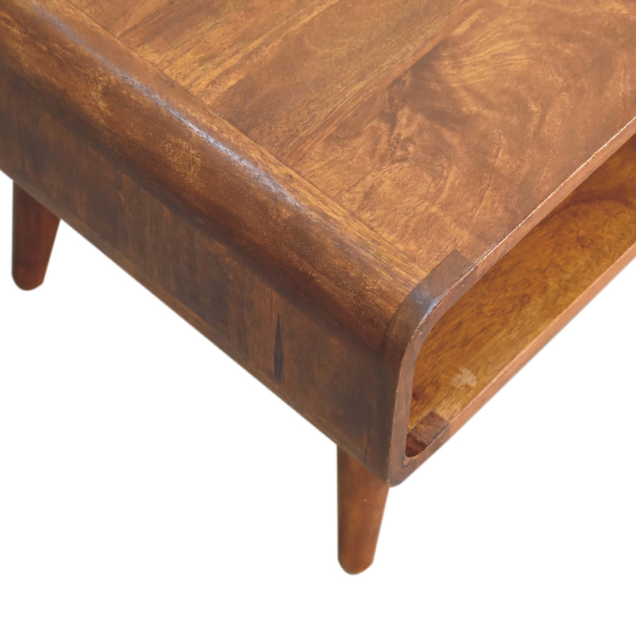 Solid Mango Wood Chestnut Finished Open Media Unit - Image 6