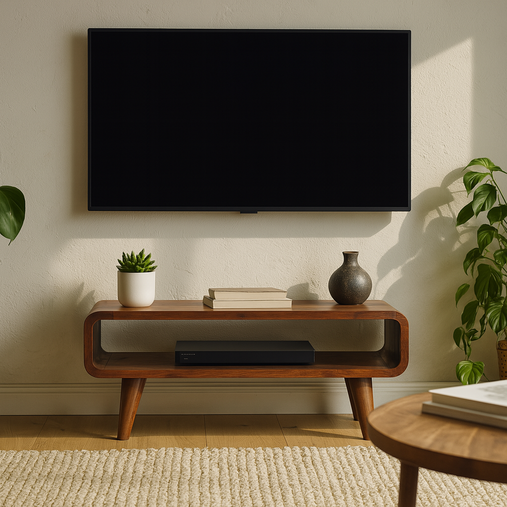 Solid Mango Wood Chestnut Finished Open Media Unit