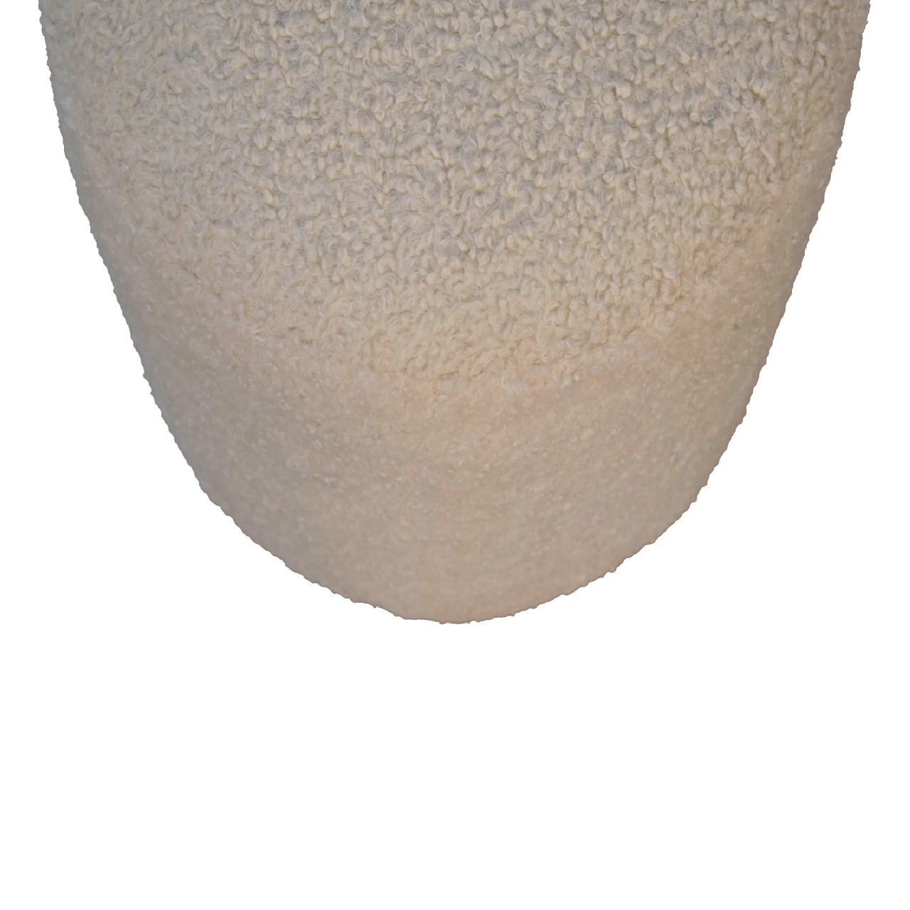 Solid Mango Wood Cream Boucle Upholstered Round Footstool - Image 7