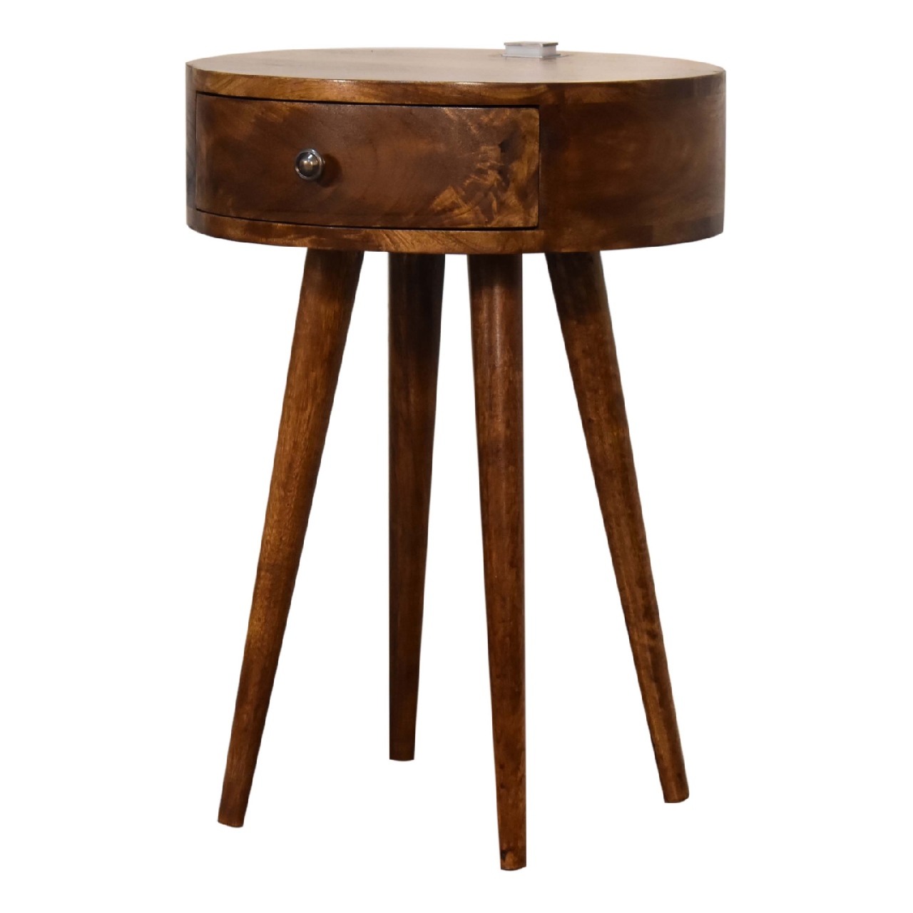 Solid Mango Wood Single Chestnut Bedside & Plug In Light - Image 2