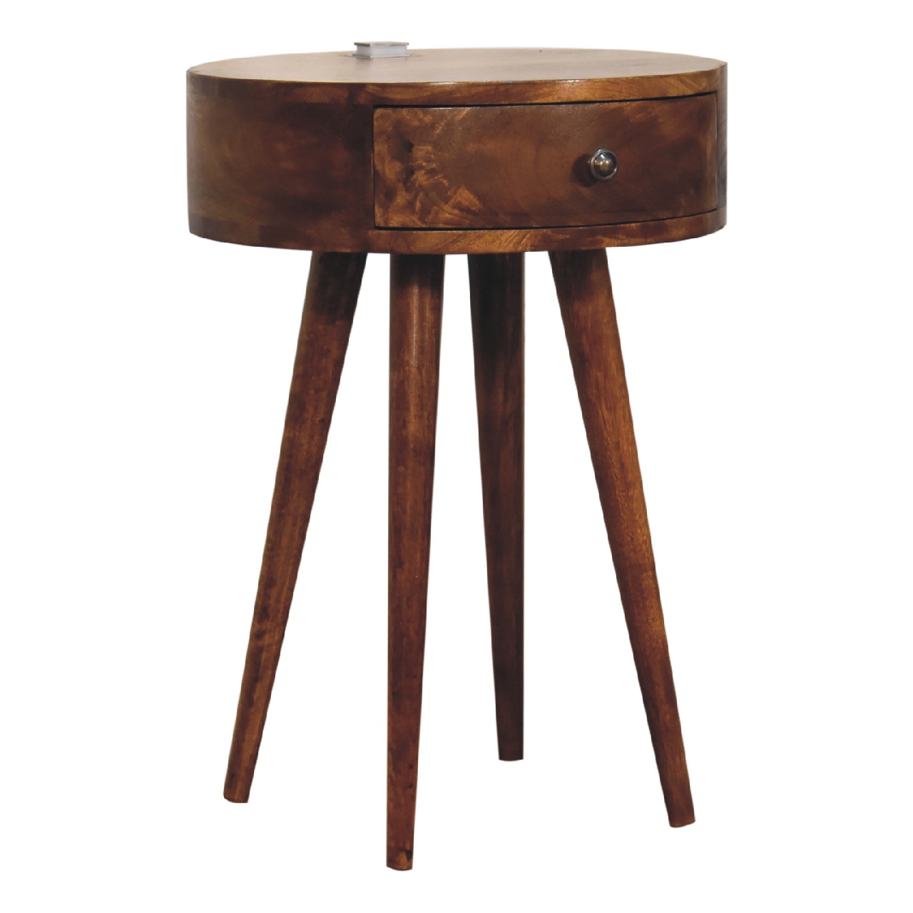 Solid Mango Wood Single Chestnut Bedside & Plug In Light - Image 3