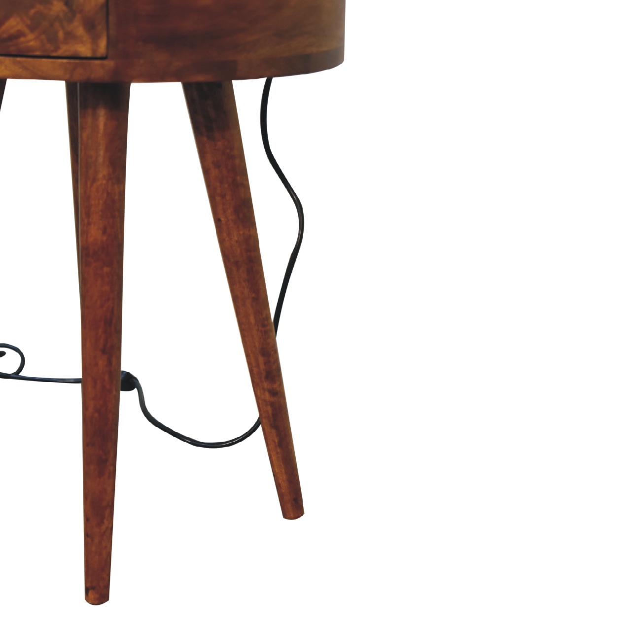 Solid Mango Wood Single Chestnut Bedside & Plug In Light - Image 8