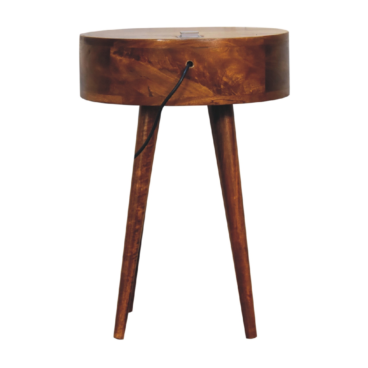 Solid Mango Wood Single Chestnut Bedside & Plug In Light - Image 9