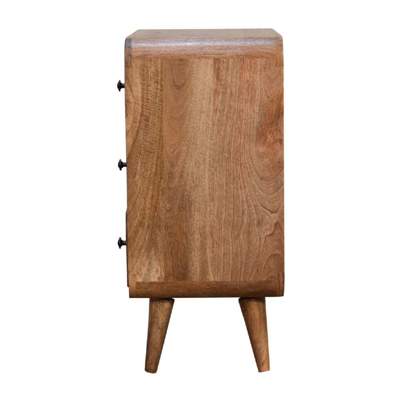 Solid Mango Wood Oak Finished 3 Drawer Mini Curved Chest - Image 8