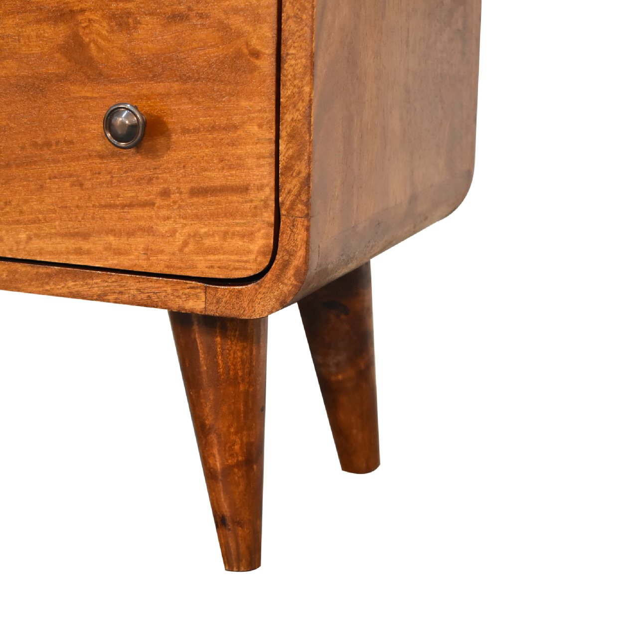 Solid Mango Wood Chestnut Finished 3 Drawer Mini Curved Chest - Image 7