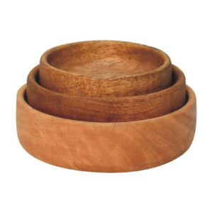 Solid Mango Wood Solid Wood Fruit Bowl Set of 3