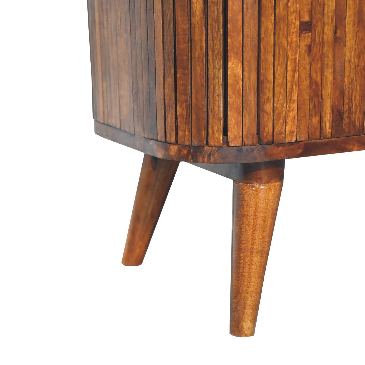 Solid Mango Wood Chestnut Finished Striped 2 Door Cabinet - Image 6