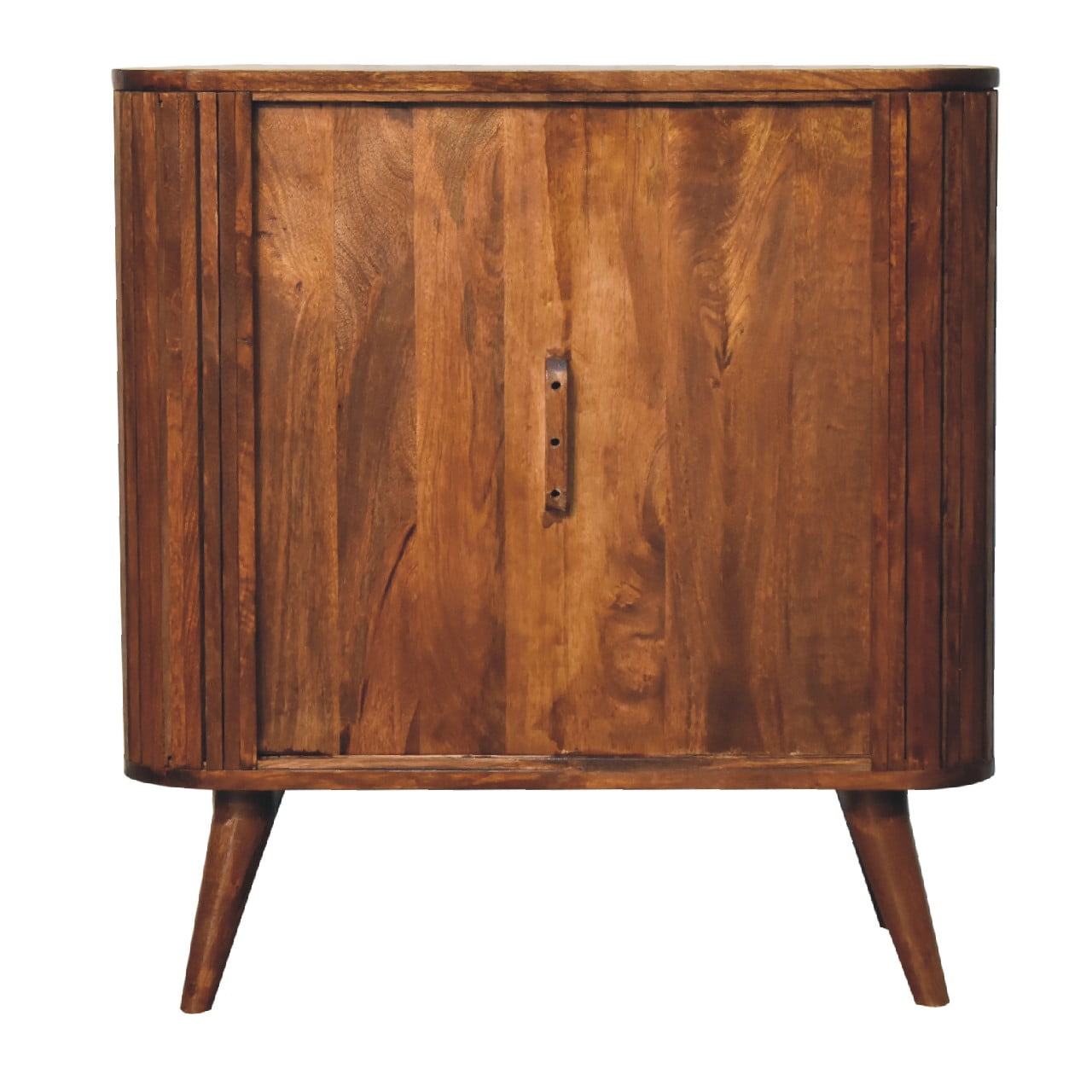 Solid Mango Wood Chestnut Finished Striped 2 Door Cabinet - Image 8