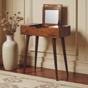 Solid Mango Wood Chestnut Finished Mini Folding Vanity
