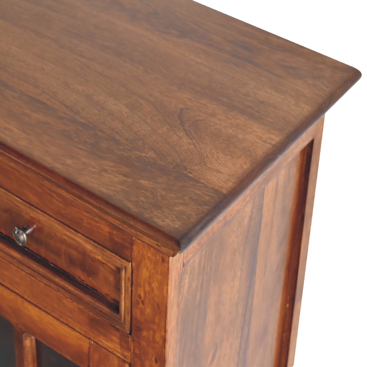 Solid Mango Wood Chestnut Finished 4 Drawer 4 Glass Doors Large Sideboard - Image 5