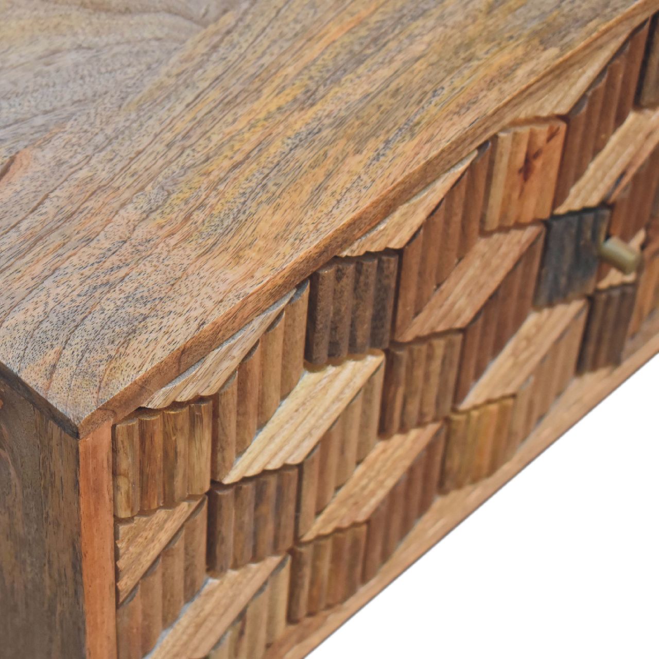 Solid Mango Wood Oak Finished 2 Door 2 Slot Cubana Media Unit - Image 5