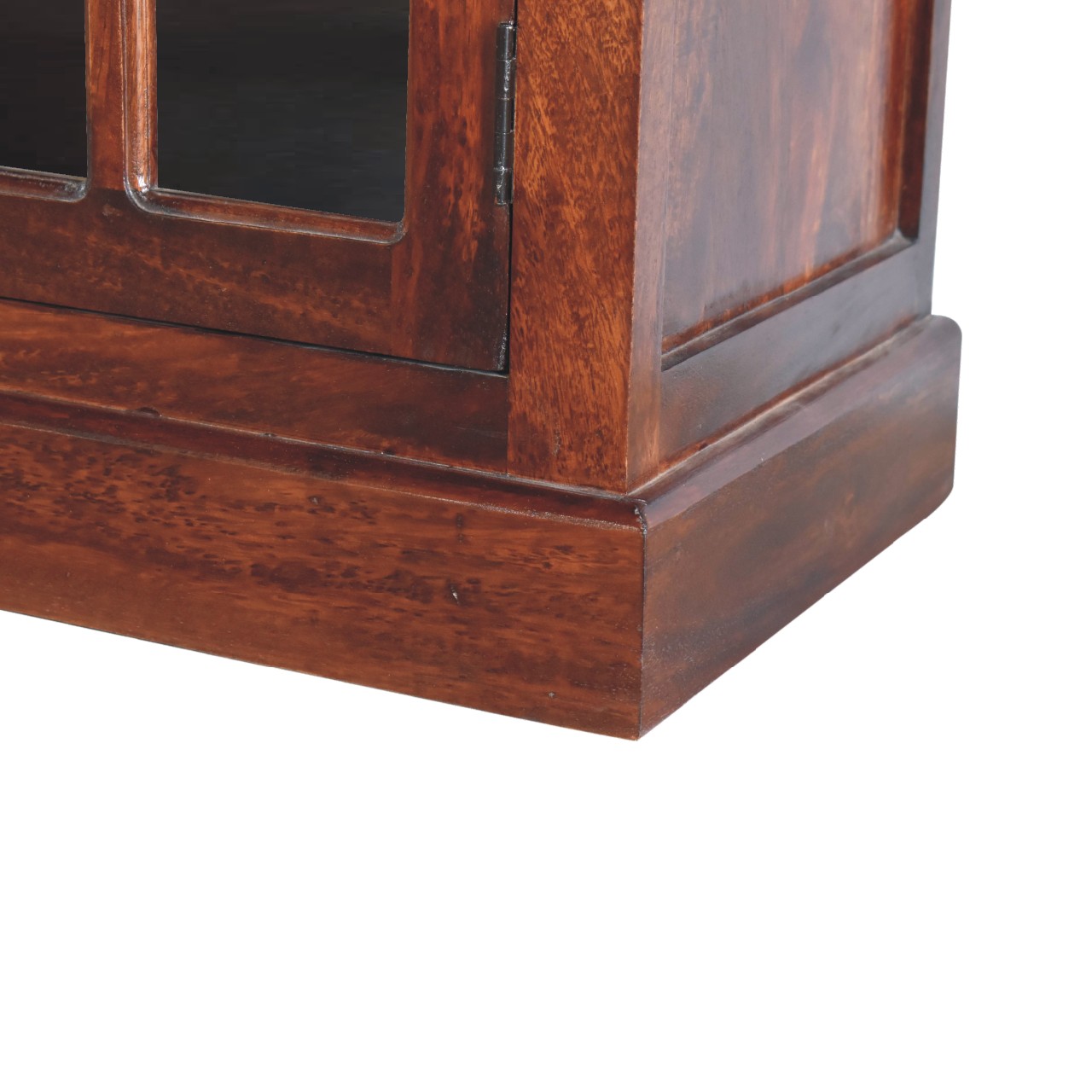 Solid Mango Wood Cherry Finished 2 Glass Doors 2 Drawers Cabinet - Image 5