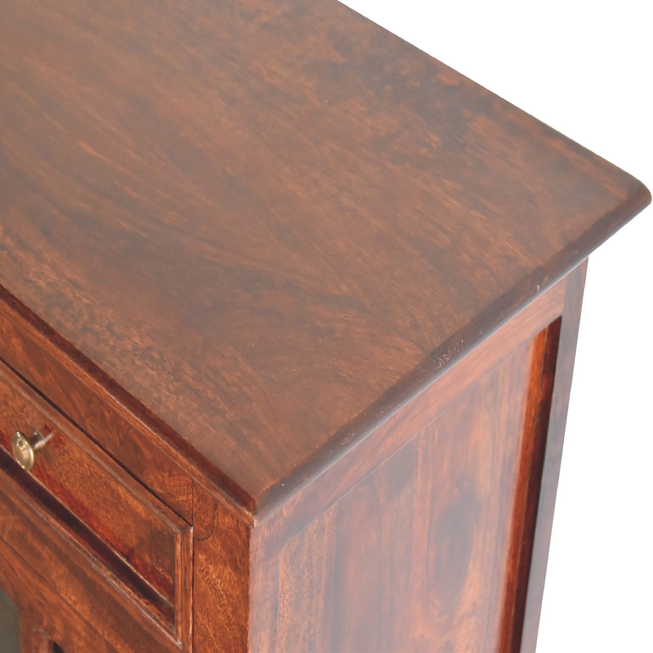 Solid Mango Wood Cherry Finished 2 Glass Doors 2 Drawers Cabinet - Image 6