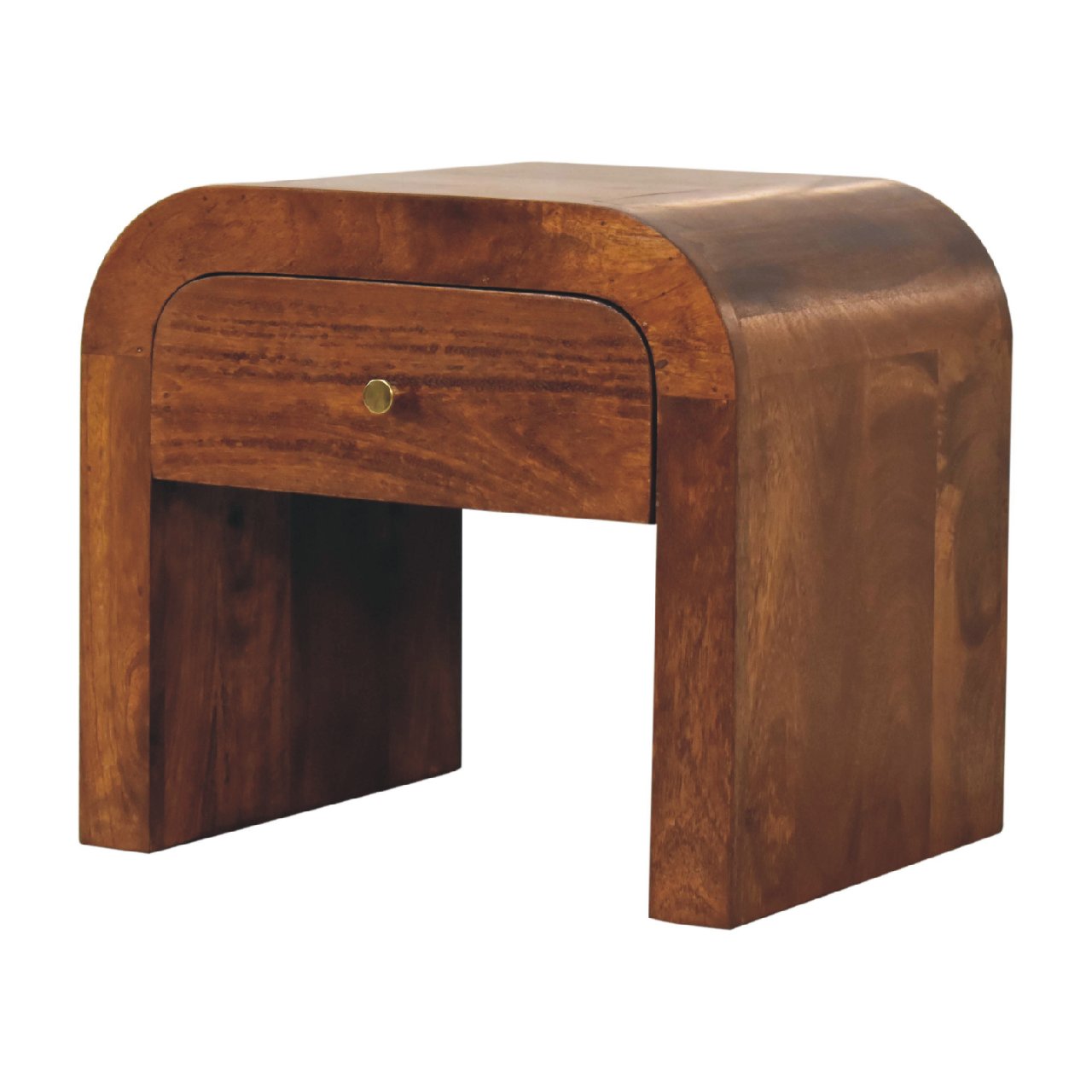 Solid Mango Wood Chestnut Finished 1 Drawer Darcy Bedside - Image 2