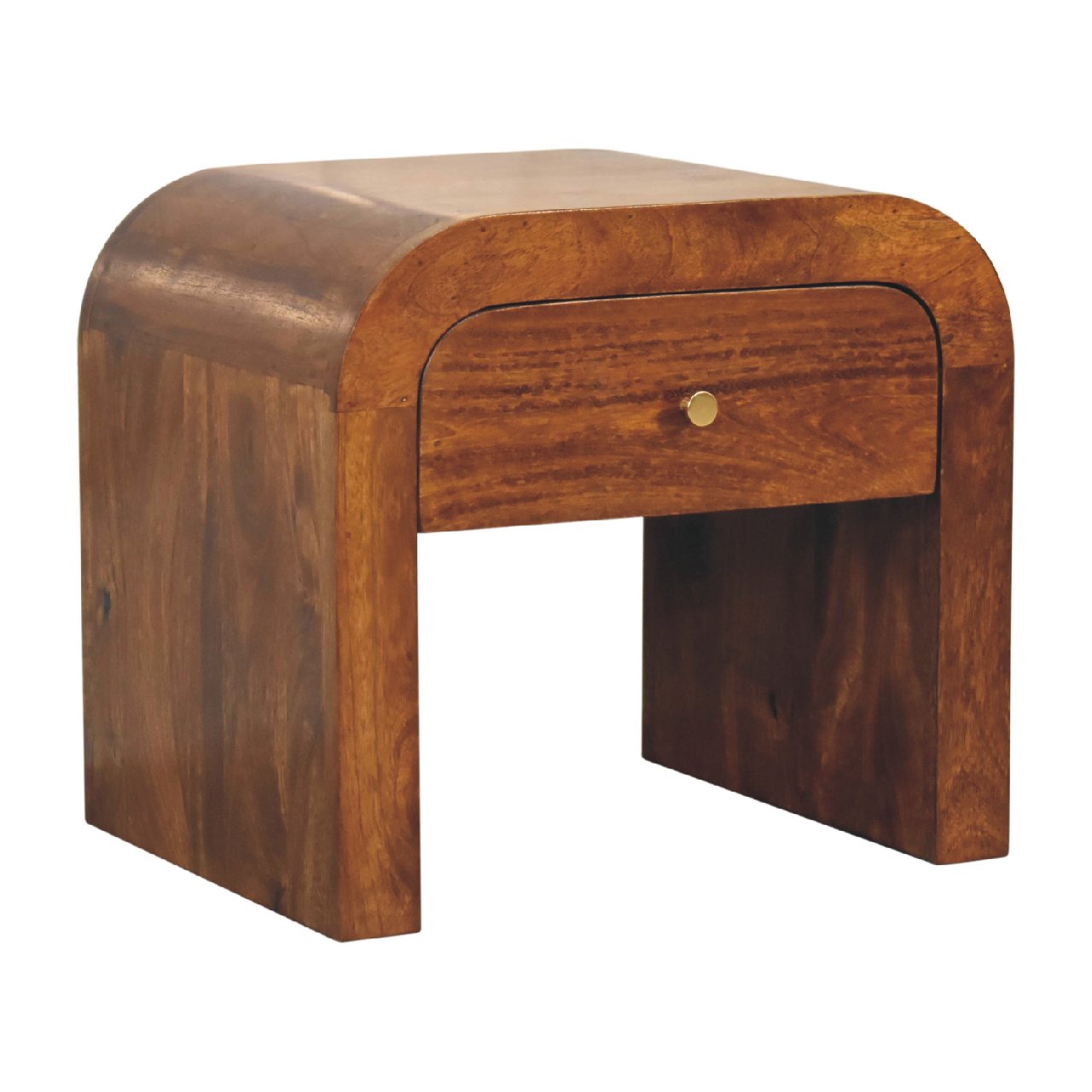 Solid Mango Wood Chestnut Finished 1 Drawer Darcy Bedside - Image 3