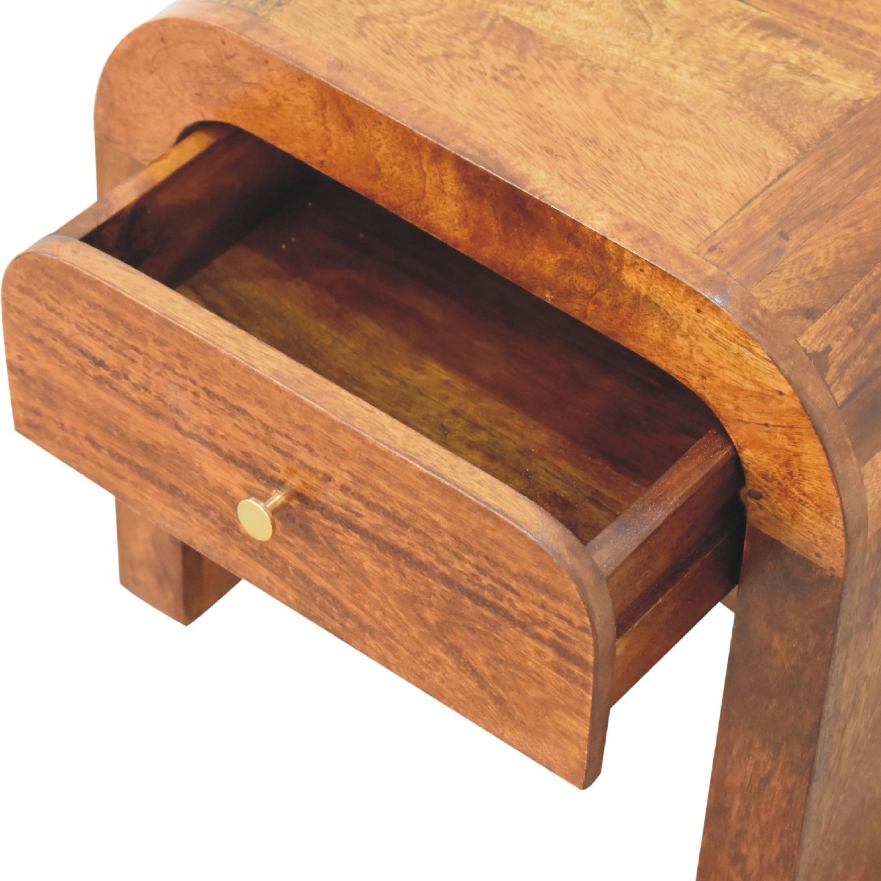 Solid Mango Wood Chestnut Finished 1 Drawer Darcy Bedside - Image 6