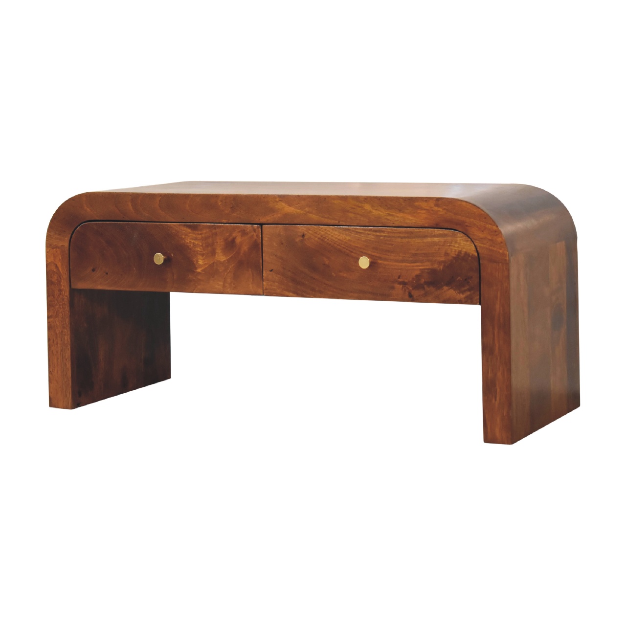 Solid Mango Wood Chestnut Finished 2 Drawer Darcy Media Unit - Image 2