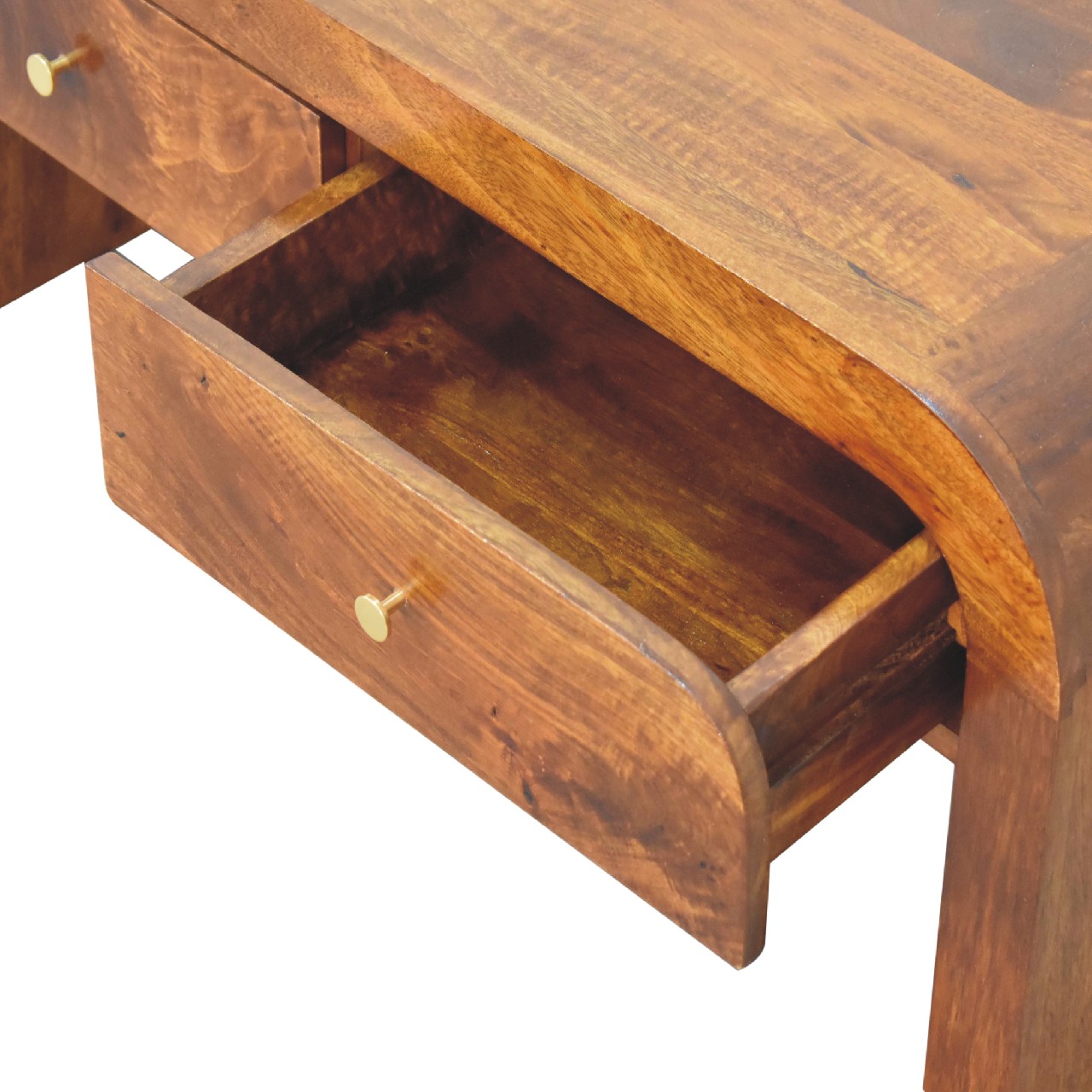 Solid Mango Wood Chestnut Finished 2 Drawer Darcy Media Unit - Image 5