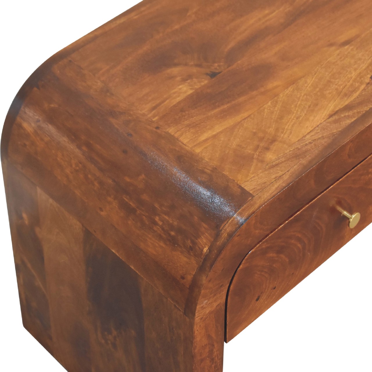 Solid Mango Wood Chestnut Finished 2 Drawer Darcy Media Unit - Image 6