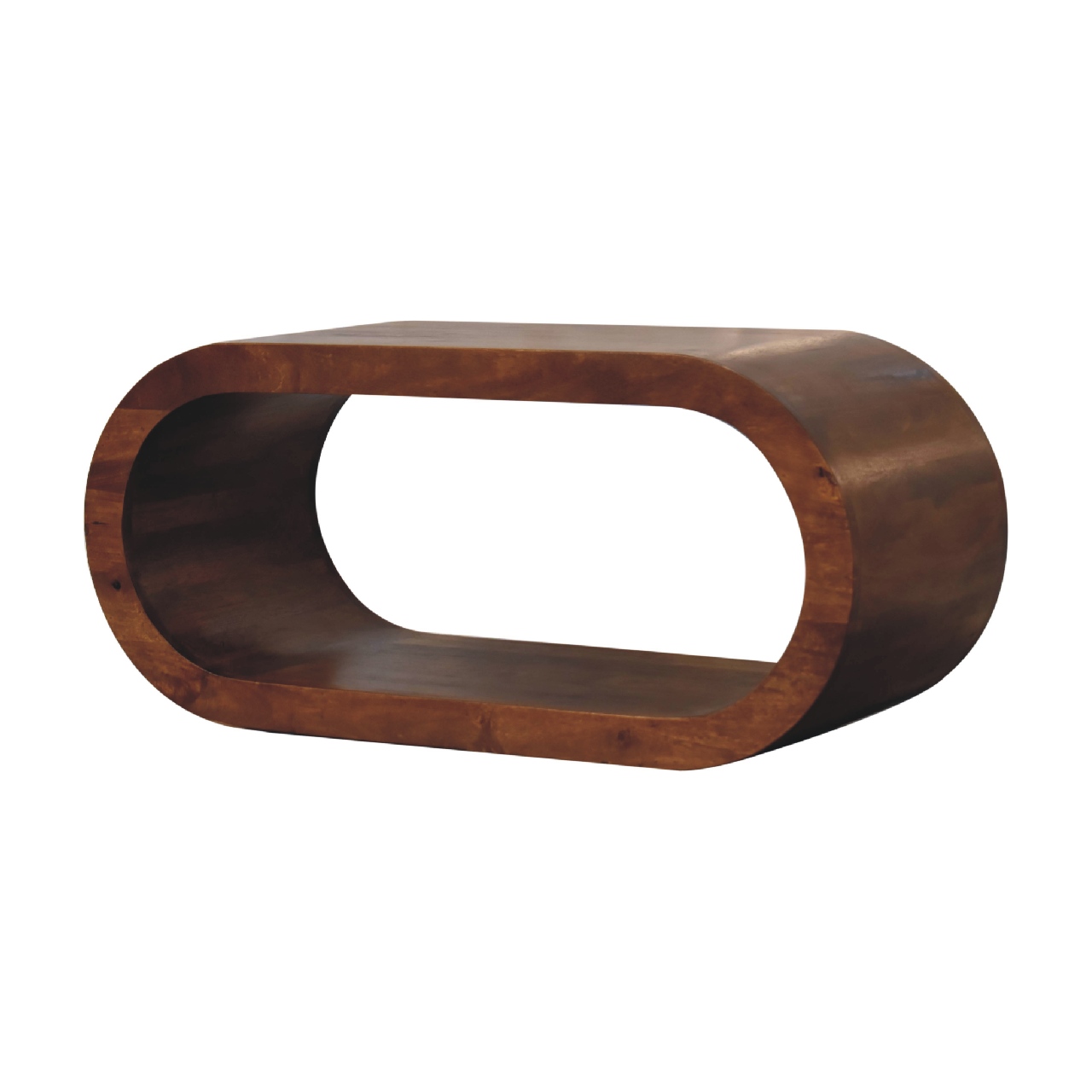 Solid Mango Wood Chestnut Finished Wall Mounted Media Unit - Image 2