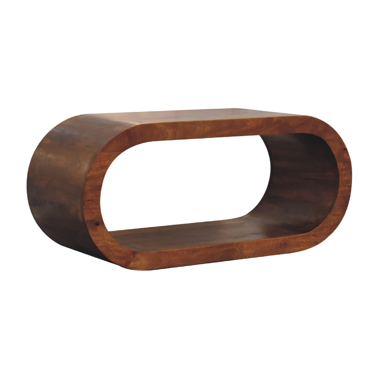 Solid Mango Wood Chestnut Finished Wall Mounted Media Unit - Image 3